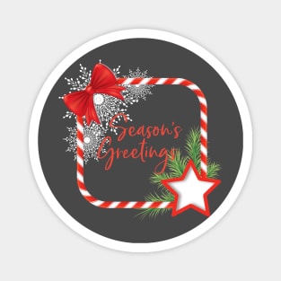 Season's Greeting Candy Cane Frame Magnet